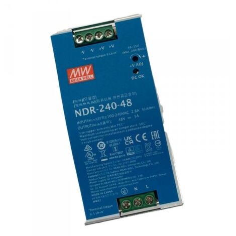 MW MEAN WELL NDR-240-48 Trasformatore Rotaia Industriale 48V 240W 5A Barra Guida DIN Rail Power Supply Input 220V 110V