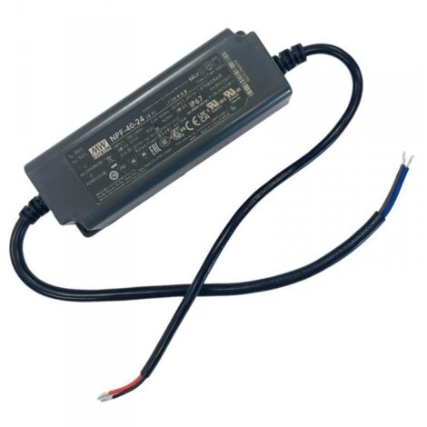 MW MEAN WELL NPF-40-24 Alimentatore Trasformatore IP67 40W 24V 1,67A Input 220V e 110V