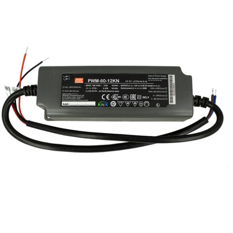 MW MEAN WELL PWM-60-12KN Trasformatore CV 12V 5A 60W Dimmerabile KNX Konnex IP67