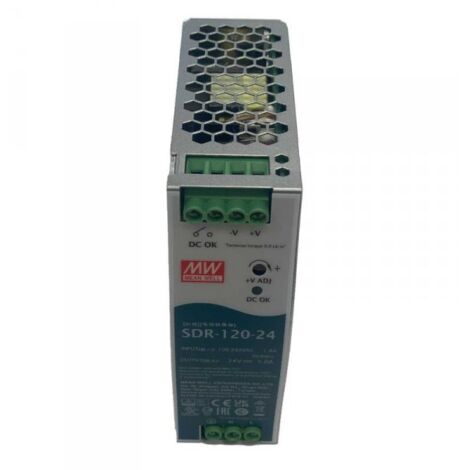 MW MEAN WELL SDR-120-24 Alimentatore DIN RAIL 120W 24V 5A Per Automazione Industriale Input 220V 110V