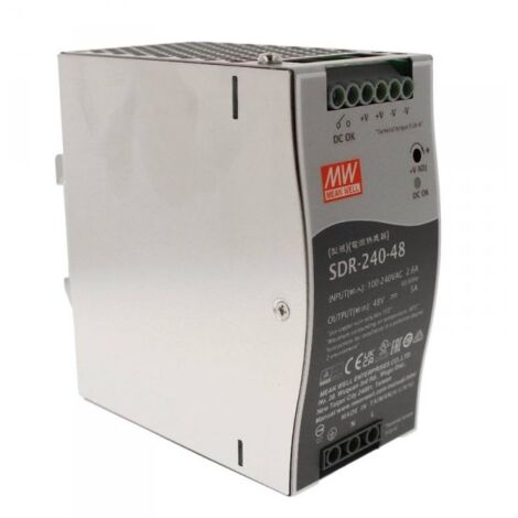 MW MEAN WELL SDR-240-48 Alimentatore DIN RAIL 240W 48V 5A Per Automazione Industriale Input 220V 110V