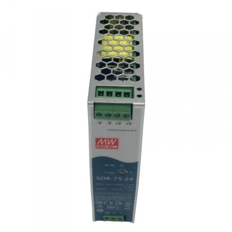 MW MEAN WELL SDR-75-24 Alimentatore DIN RAIL 120W 24V 3,2A Per Automazione Industriale Input 220V 110V