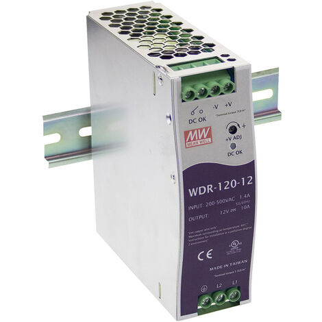 MW Mean Well WDR-120-12 Hutschienen-Netzteil (DIN-Rail) 12 V/DC 10 A 120 W Anzahl Ausgänge:1 x Inh