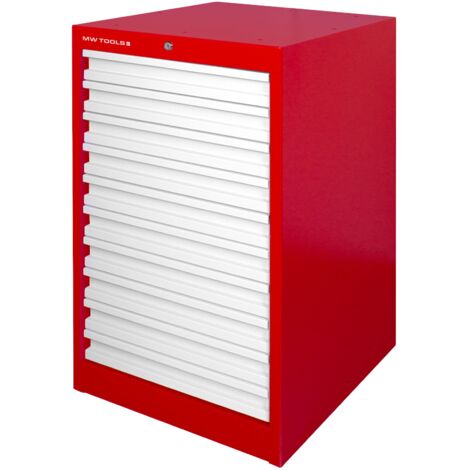 Mw Tools – Armoire d'atelier métal 590 mm largeur – 950 mm hauteur – 628 mm profondeur – 10 tiroirs à roulements – Ouverture 80% – DELK10