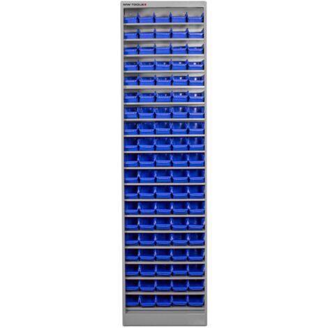 Mw Tools – Armoire d'atelier ouverte en acier avec 95 bacs en plastique amovibles – Finition peinture époxy – DEBK95