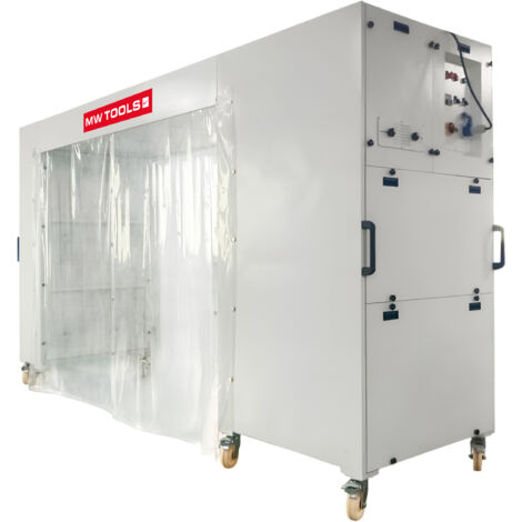 Mw Tools – Cabine de peinture mobile 2500 x 1100 mm 230 V – Débit d'air 4100 à 7370 m³/h – Éclairage LED 800 lux – Filtration 7 couches – MSC3600