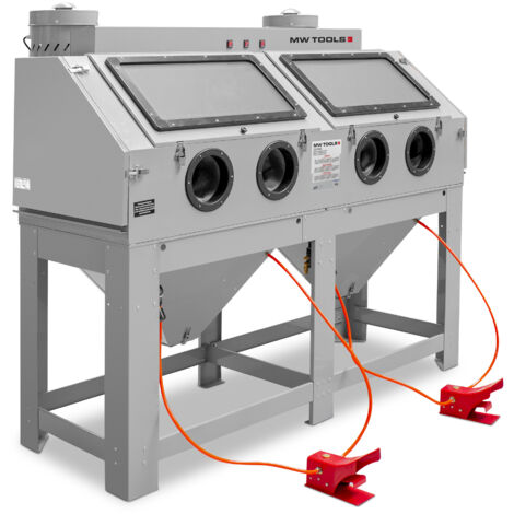 Mw Tools – Cabine de sablage professionnelle double 880 L avec aspiration – 2 postes de travail – 2 buses d'aspiration – CAT880