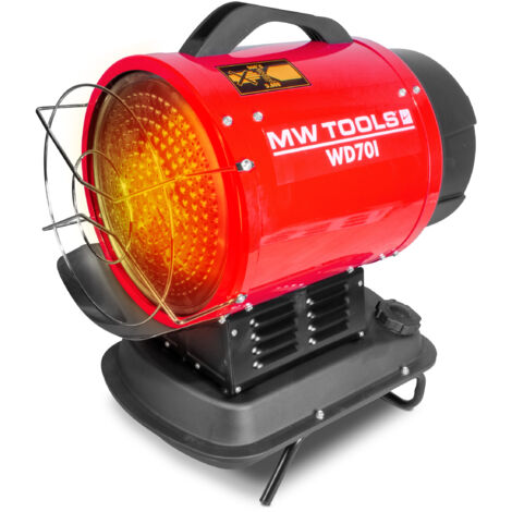 Mw Tools – Chauffage infrarouge diesel 20 kW silencieux – Pour espaces bien ventilés jusqu'à 1160 m³ – Réservoir intégré – WD70I