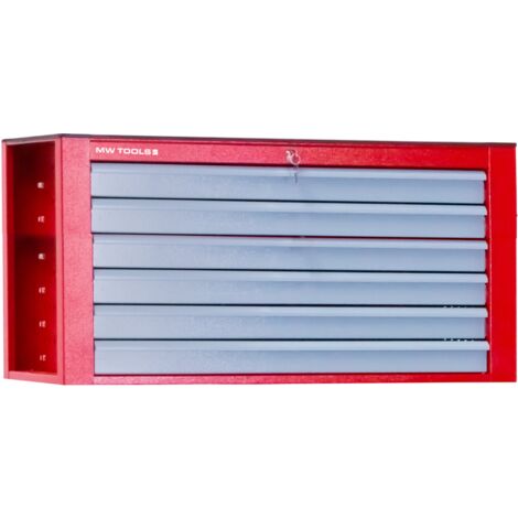 Mw Tools – Coffre à outils XL verrouillable avec 6 tiroirs – Servante roulante 2 parois perforées – Tapis caoutchouc – GT306R