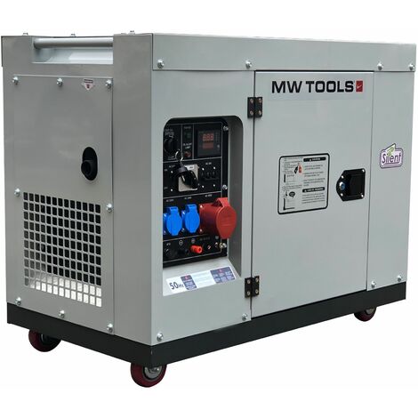 Mw Tools – Groupe électrogène insonorisé diesel 6 kW 230V – 7,5 kW 400V – Démarrage électrique – Moteur Euro V – DG75E
