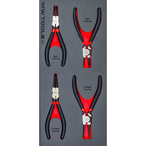 Mw Tools – Jeu de pinces à circlips 4 pièces en acier Chrome Vanadium – Pour servante d'atelier – MWPL4CI