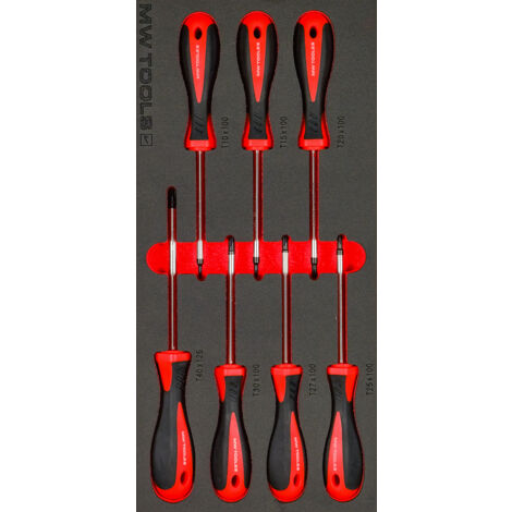 Mw Tools – Jeu de tournevis Torx 7 pièces – Dimensions T10 à T40 mm – Pour servante d'atelier – MWSC7TX