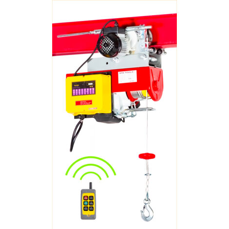Mw Tools – Palan électrique à câble 400kg 12/6m 1 kW 230 V – Chariot motorisé télécommande sans fil – TH200R