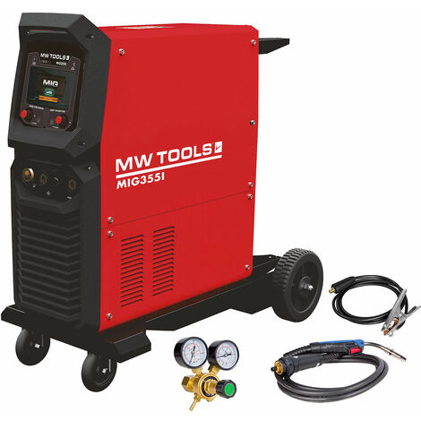 Mw Tools – Poste à souder industriel MIG 350 A LCD – 3 x 400 V – 60% à 350 A – Torche MIG 36 KD 3m – Câble de masse 2,5m – MIG355I - MIG 350 A LCD