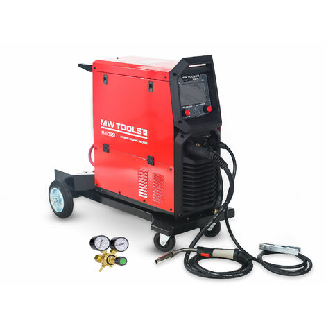 Mw Tools – Poste à souder MIG 250 A LCD – Soudage semi-automatique 3 x 400V – Courant jusqu'à 250 A – Capacité de bobine 15 kg – MIG255I
