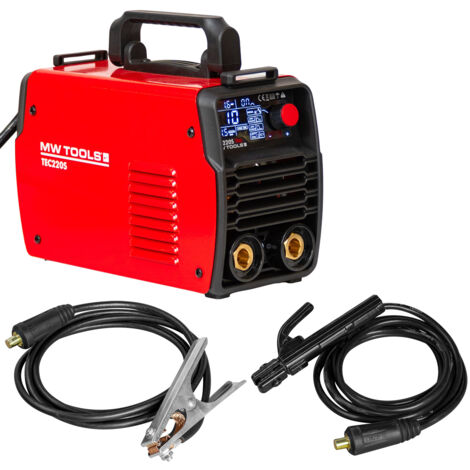 Mw Tools – Poste à souder MMA 220A – Soudage à l'électrode avec écran LCD – Câbles de 3m – Hot Start, Arc Force, Anti-stick – TEC220S