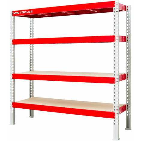 Mw Tools – Rayonnage de stockage professionnel 200x200x40 cm – Capacité 3200 kg – 4 étagères réglables – Acier robuste – RA840
