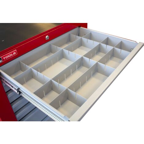 Mw Tools – Set de séparateurs de tiroirs gris – Acier revêtu de poudre – 6 compartiments – Pour servantes d'atelier et établis - LVLK4955