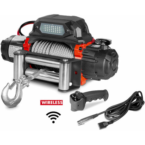 Mw Tools – Treuil électrique 12V 5443 kg câble acier 26m – Télécommande sans fil – Étanchéité IP68 – SEL550012
