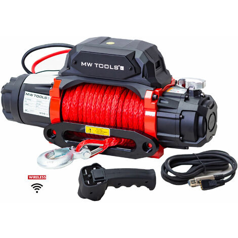Mw Tools – Treuil électrique 12V 5443 kg câble synthétique 26m – Télécommande sans fil – Moteur 4,95 kW – Étanchéité IP68 – SEL550012SR