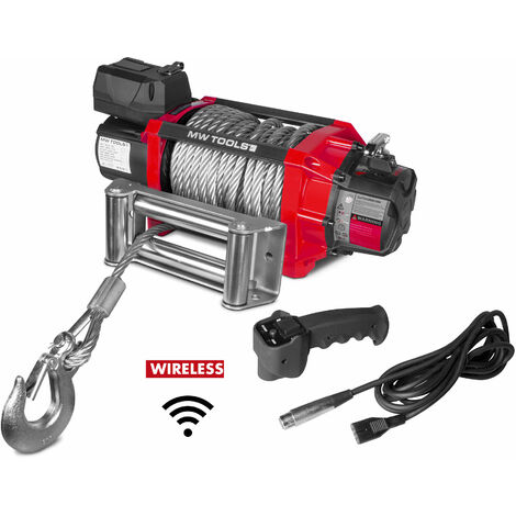 Mw Tools – Treuil électrique 12V 8164 kg câble 22m acier étanche IP68 – Télécommande sans fil 25m – Moteur 4,75 kW – SEL820012