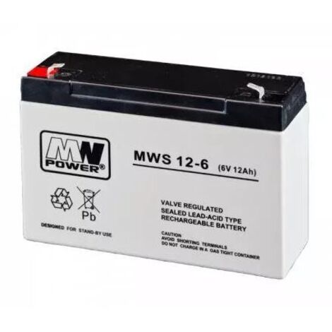 MWS 12-6 : Batterie VRLA AGM 6 V/12 Ah