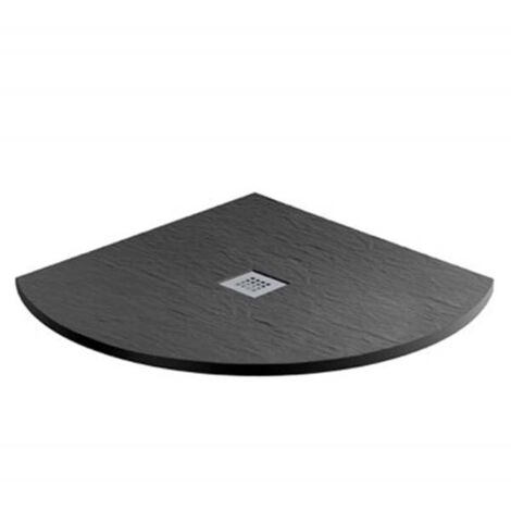 MX Minerals Jet Black Slate Effect Quadrant Shower Tray 900mm x 900mm