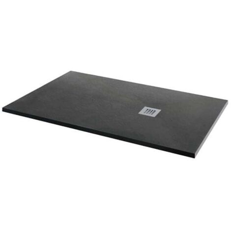 MX Minerals Jet Black Slate Effect Rectangular Shower Tray 1000mm x 800mm