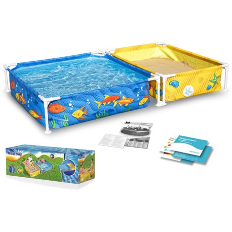 My First Frame Pool mit Sandkasten 213 x 122 x 30,5 cm, buntes Unterwasser-Design, eckig