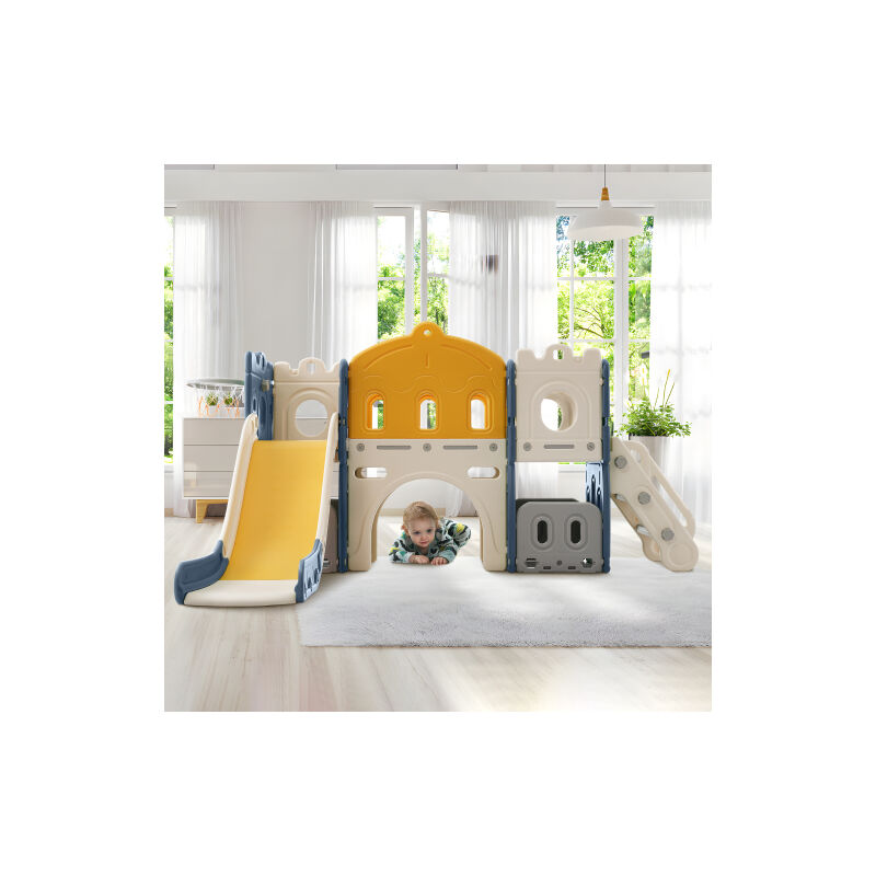 My Little Castle slide climbing Toys convient aux enfants, slide 6 en 1 pour enfants, escalade, jeux de forage, espace de rangement, couloir de jeu,