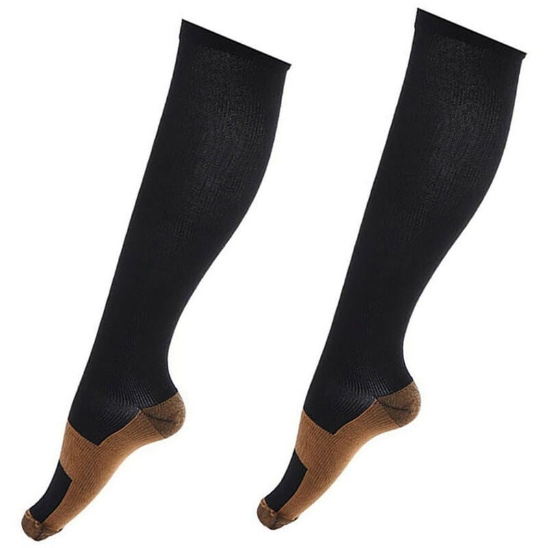 

MyCare+ Medias de compresión pack de 2 , Calcetines terapéuticos tejidos en cobre , Reducir fatiga muscular , Cuidar lesiones (S/M , Negro)