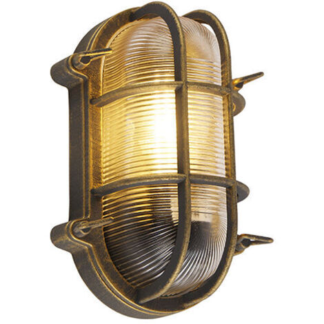 MYSELOXY - Applique murale - Lampe simple - Longueur 250 mm - Or/Laiton - Style vintage - Éclairage extérieur - Garage/Sous-sol