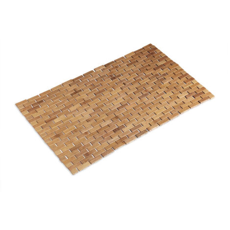 MYSELOXY Tapis de bain en bambou enroulable : antidérapant, hygiénique et résistant à l'humidité.50x80centimètres, naturel