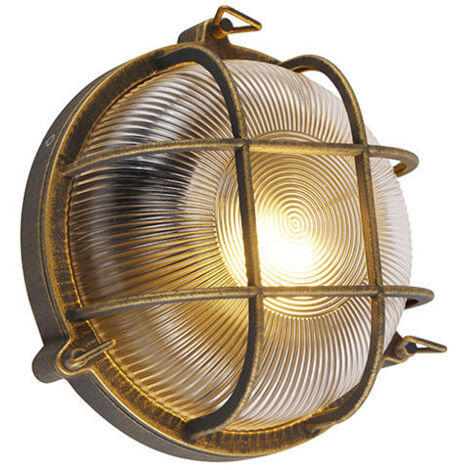 MYSELOXY - Wandleuchte - Einzellampe - Länge 260 mm - Gold/Messing - Vintage-Stil - Außenbeleuchtung - Garage/Keller