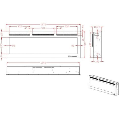 Сhimenea Eléctrica de Pared Mystflame Crystal, 3 Colores de Leños y Llamas, Termostato 750/1500W, Calefacción Confortable, Pantalla Táctil, Mando a Distancia, Temporizador