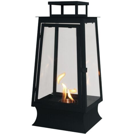 Biochimenea farol con vidrio templado para uso interior y exterior