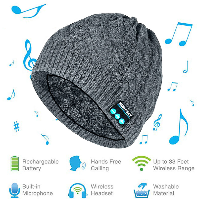 

MZ019 BT5.0 Gorro tejido con musica conectada Responde / cuelga con un clic Microfono incorporado Bateria recargable de alta capacidad de 200 mAh