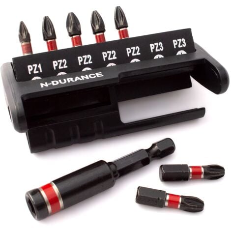 N-Durance Pozi Impact Bit Set With Magnetic Bit Holder