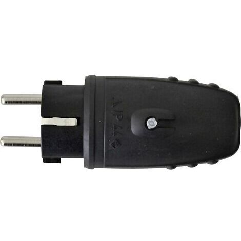 N & L 11257 Schutzkontaktstecker Gummi 230 V Schwarz IP44