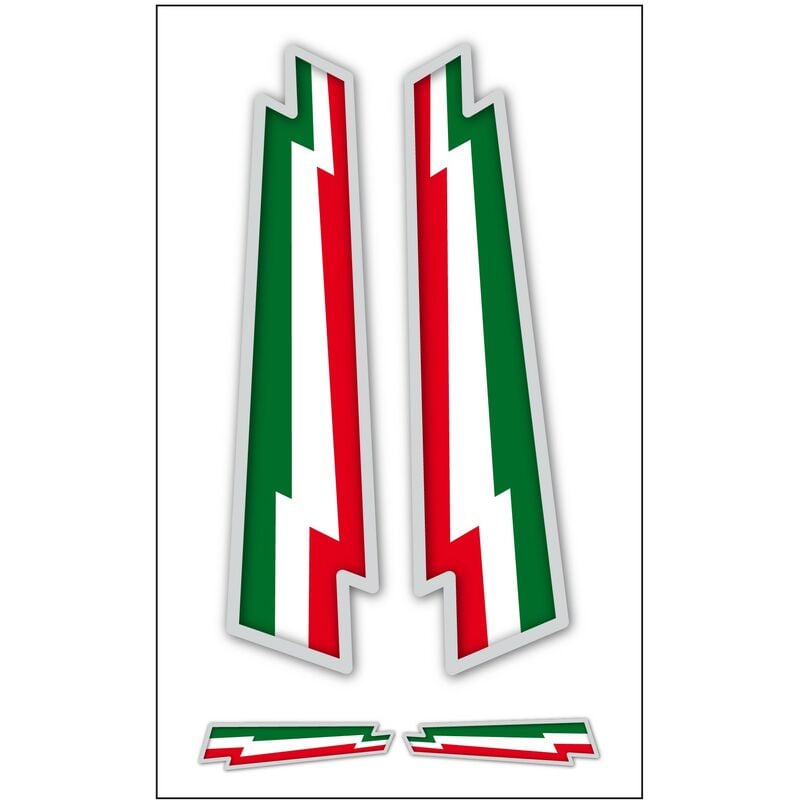 Image of N°4 Adesivi bandiera italiana a saetta in vinile ultra resistente per moto Vespa auto