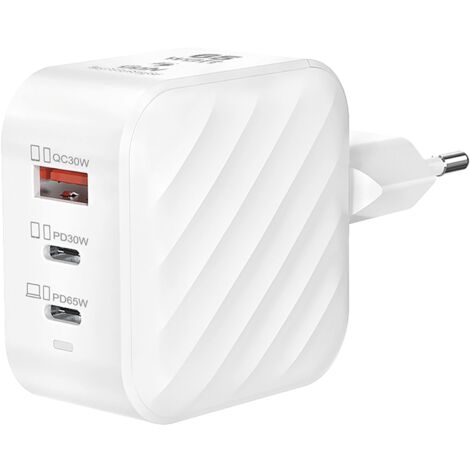 Nabo Schnellladestecker 2x USB C und 1x USB A - USB Schnellladestecker mit QC4+ für schnelles, intelligentes Aufladen