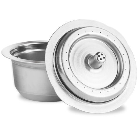 Nachfüllbare Edelstahlkapsel, kompatibel mit Vertuoline GCA1/De'Longhi ENV135/150/BNV450WHT1BUC1 – Set inklusive Filter, Löffel, Bürste, 59 mm x 28 mm, 12 g Fassungsvermögen