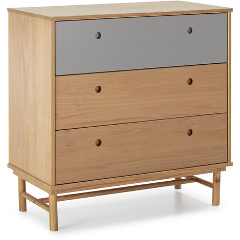 Nachtkommode 3 Schubladen, Massivholz, 80 cm (B) 40 cm (T) 82 cm (H)