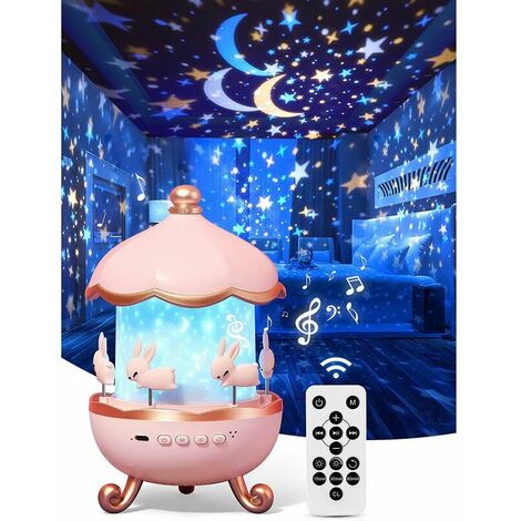 Nachtlicht Bb-Projektor Star Sky, 8 Musiken Musikalisches und leuchtendes Nachtlicht, Kinder-Nachtlichtlampe 360 Rotation + 6 Themen + Fernbedienung, Projektionsstern-Nachtlicht als Geschenk