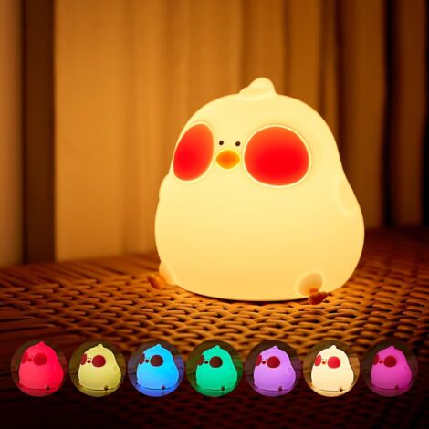 Nachtlicht für Kinder mit 7 LED-Farben, USB-aufladbar, 1200-mAh-Akku mit Touch-Timer, Kawaii-Dekoration fürs Schlafzimmer