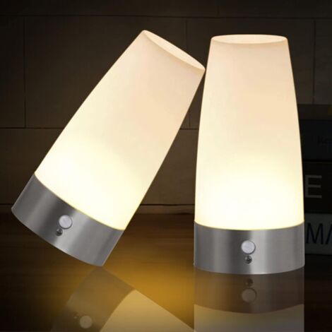 Nachtlicht mit Bewegungsmelder, 2er Set Nachtlicht Kinder Lampe Batteriebetrieben,Tischlampe Kabellos PIR Bewegungsmelder Innen Batterie,3 Modi Sensor Licht für Schlafzimmer Kinderzimmer