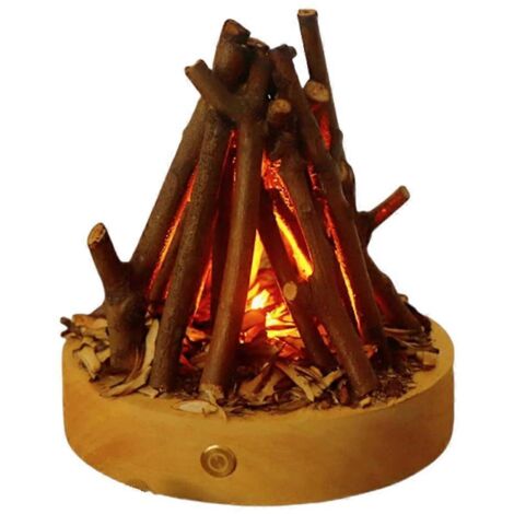 Nachtlicht mit künstlichem Lagerfeuer, USB-aufladbar, 3 Modi, flammenloses Kerzenflammenlicht mit weißem Rauschen