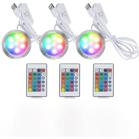 Nachtlicht – RGB-LED-Beleuchtungsset mit Fernbedienung – Farbspeicherfunktion beim Ausschalten – Geeignet für mehrfarbigen 3D-Druck – 5 V – USB-Stromversorgung – 3-teilig