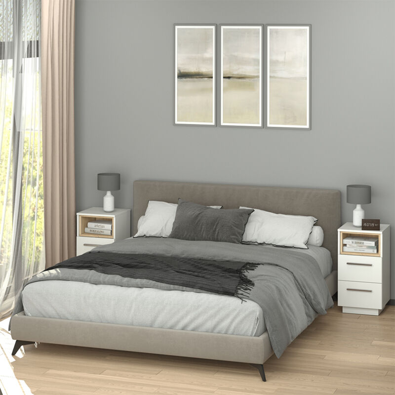 Vicco - Nachttisch Beatrice, Weiß, 36 X 68 Cm 2er Set