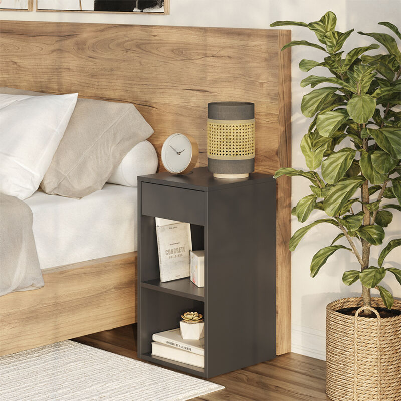 Nachttisch Dany, Anthrazit, 35 X 65 Cm Mit 1 Schublade, Vicco